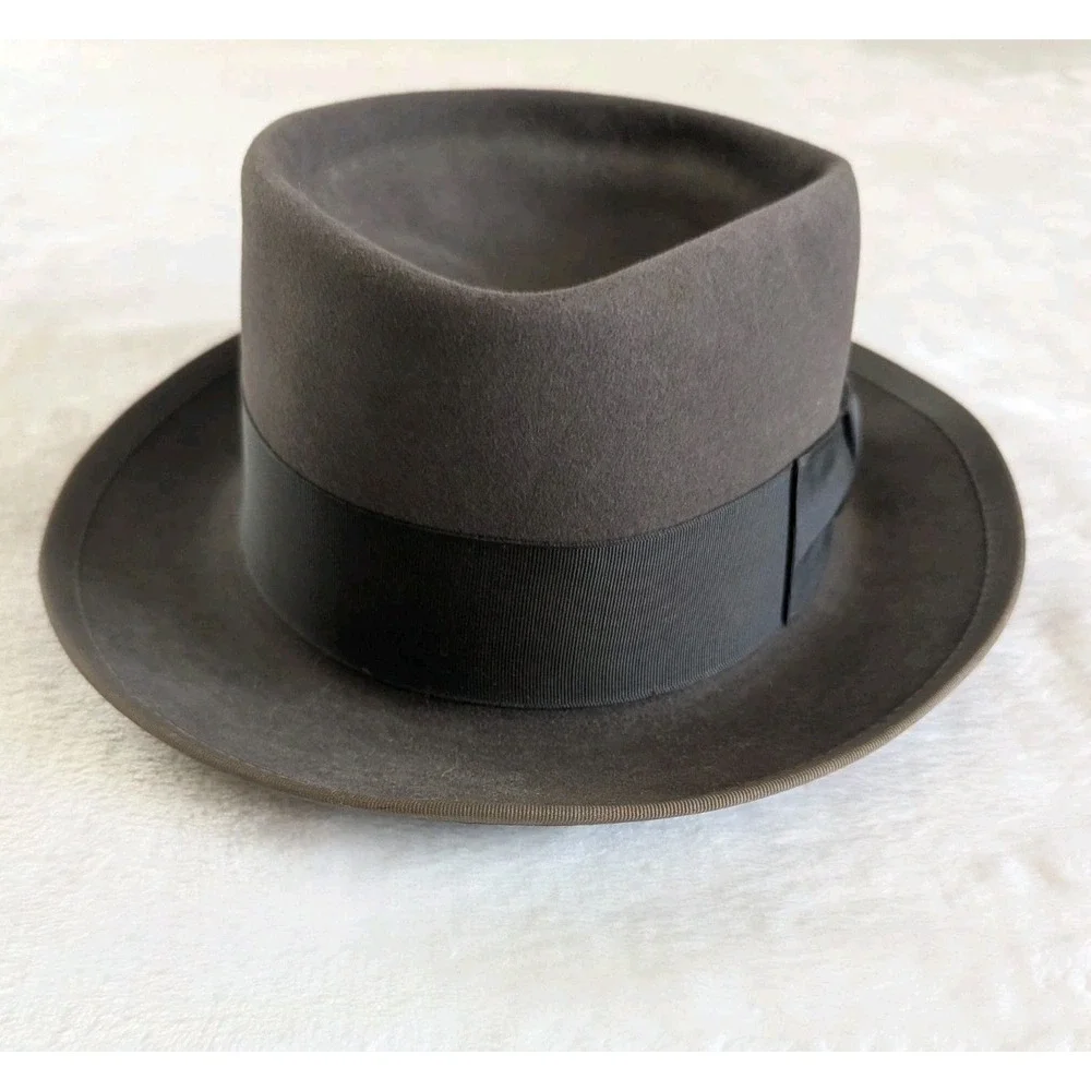 VTG Adam By Miller Hat Bros Gray Fedora Women's Ribbon‎ Trimmed Side Bow Costume